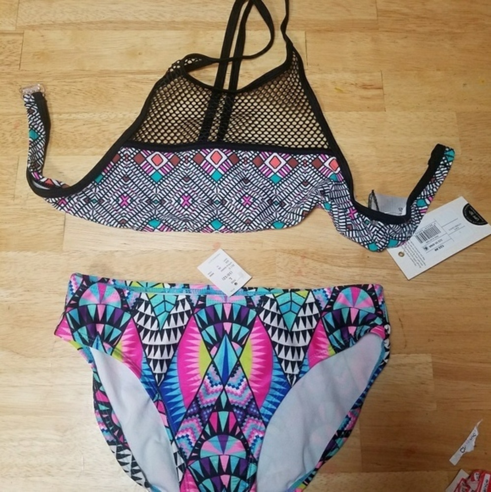 NWT Tankini Multicolor Black Large Beach Swim